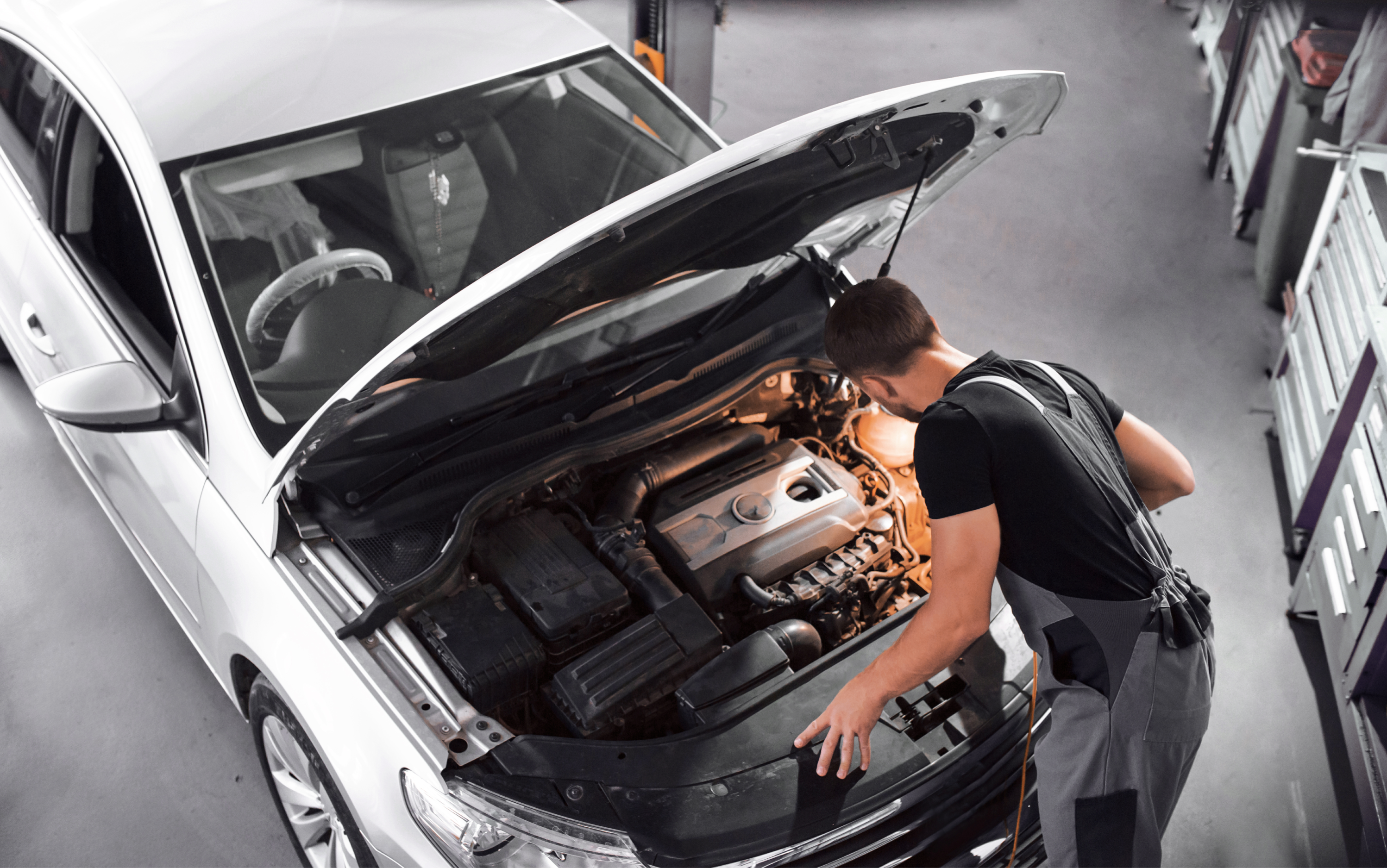 Mechanic working on car